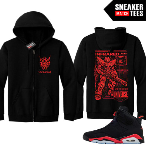 Infrared 6s Reverse Sneaker Match Zip Up Hoodies Black Infrared Mecha Universe