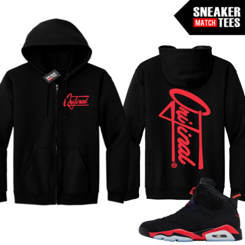 Infrared 6s Reverse Sneaker Match Zip Up Hoodies Black Orijinal Script