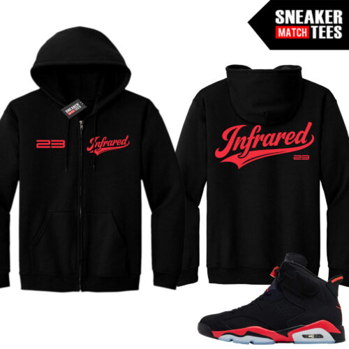Infrared 6s Reverse Sneaker Match Zip up Hoodies Black Infrared 23
