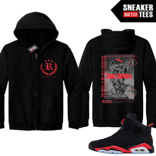 Infrared 6s Reverse Sneaker Match Zip up Hoodies Black Rebel