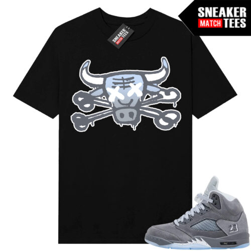 Wolf Grey 5s Sneaker Match Tees Black Bully Bones
