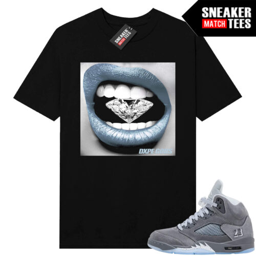 Wolf Grey 5s Sneaker Match Tees Black Diamond Lips