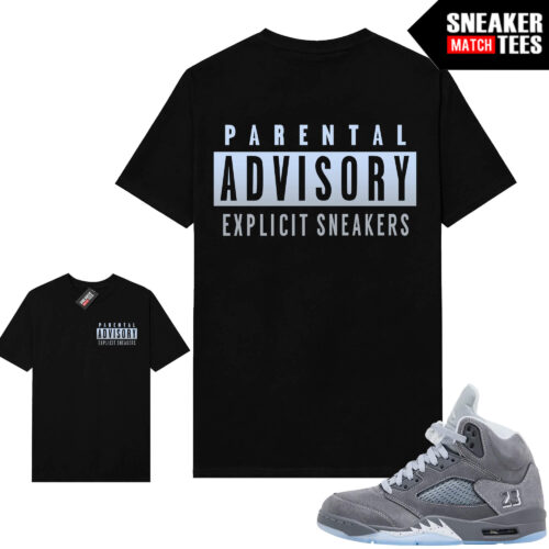 Wolf Grey 5s Sneaker Match Tees Black Explicit Sneakers V2