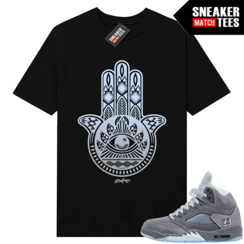 Wolf Grey 5s Sneaker Match Tees Black Hamsa Hand
