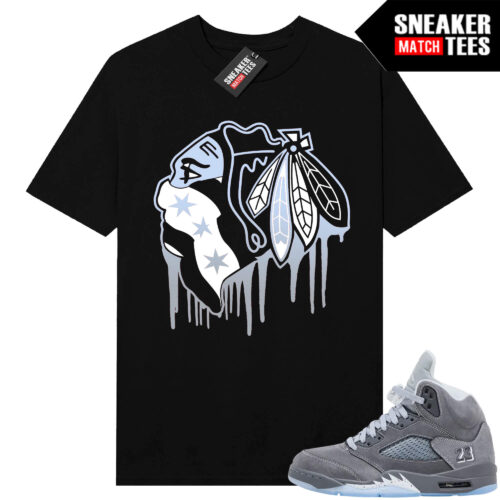Wolf Grey 5s Sneaker Match Tees Black Hawks Drip