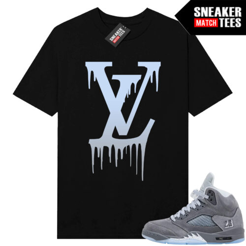 Wolf Grey 5s Sneaker Match Tees Black LV Drip