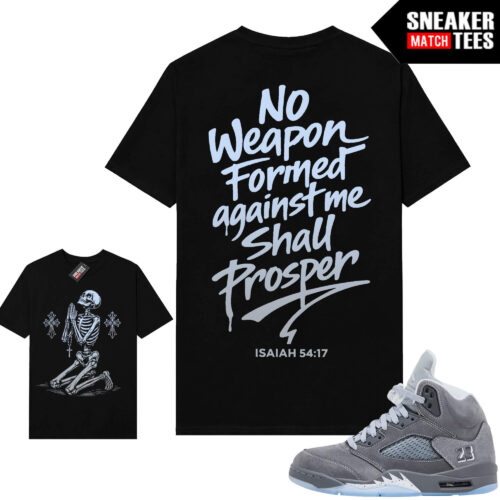 Wolf Grey 5s Sneaker Match Tees Black NO WEAPON V2
