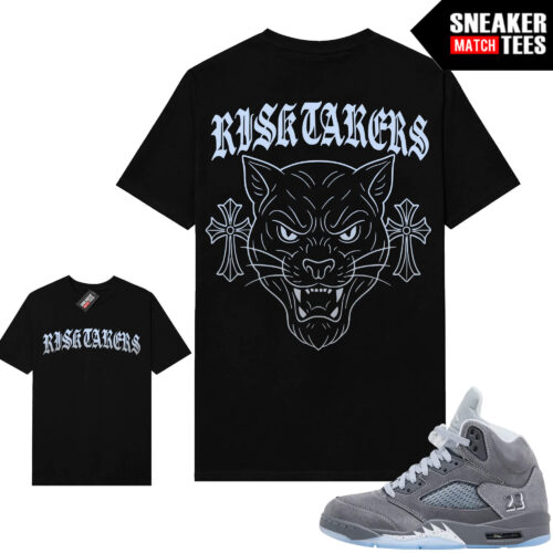 Wolf Grey 5s Sneaker Match Tees Black Ristakers Black Cat V2