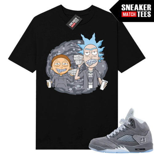 Wolf Grey 5s Sneaker Match Tees Black Trap Ric Morty