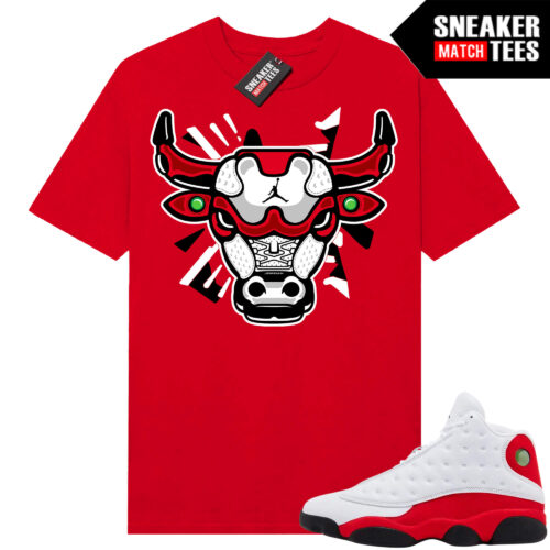 Jordan 13 Chicago Sneaker Match Tees Red Retro 13 Bull