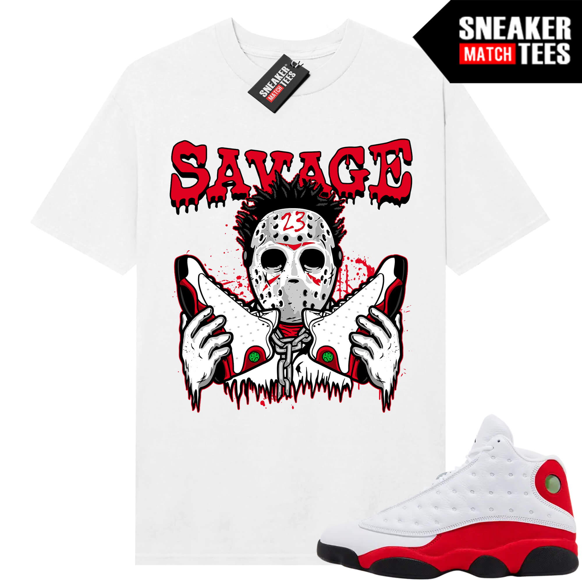 Jordan 13 Chicago Sneaker Match Tees White 23 Savage