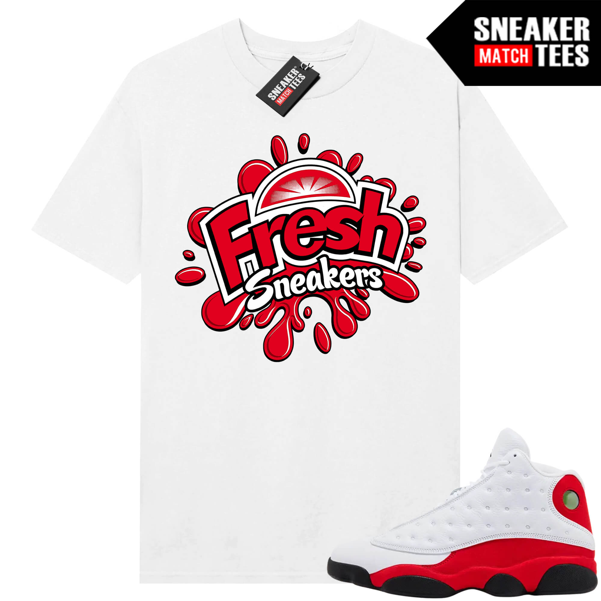 Jordan 13 Chicago Sneaker Match Tees White Fresh Sneakers