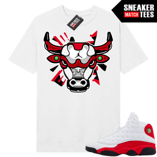 Jordan 13 Chicago Sneaker Match Tees White Retro 13 Bull