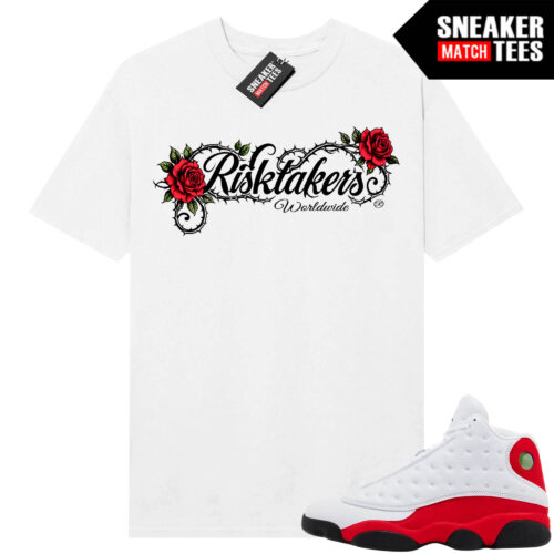 Jordan 13 Chicago Sneaker Match Tees White Ristakers Thorn Roses