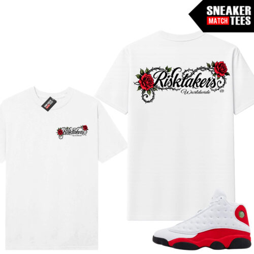 Jordan 13 Chicago Sneaker Match Tees White Ristakers Thorn Roses V2