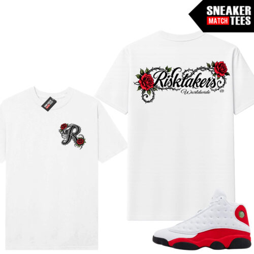 Jordan 13 Chicago Sneaker Match Tees White Ristakers Thorn Roses V3