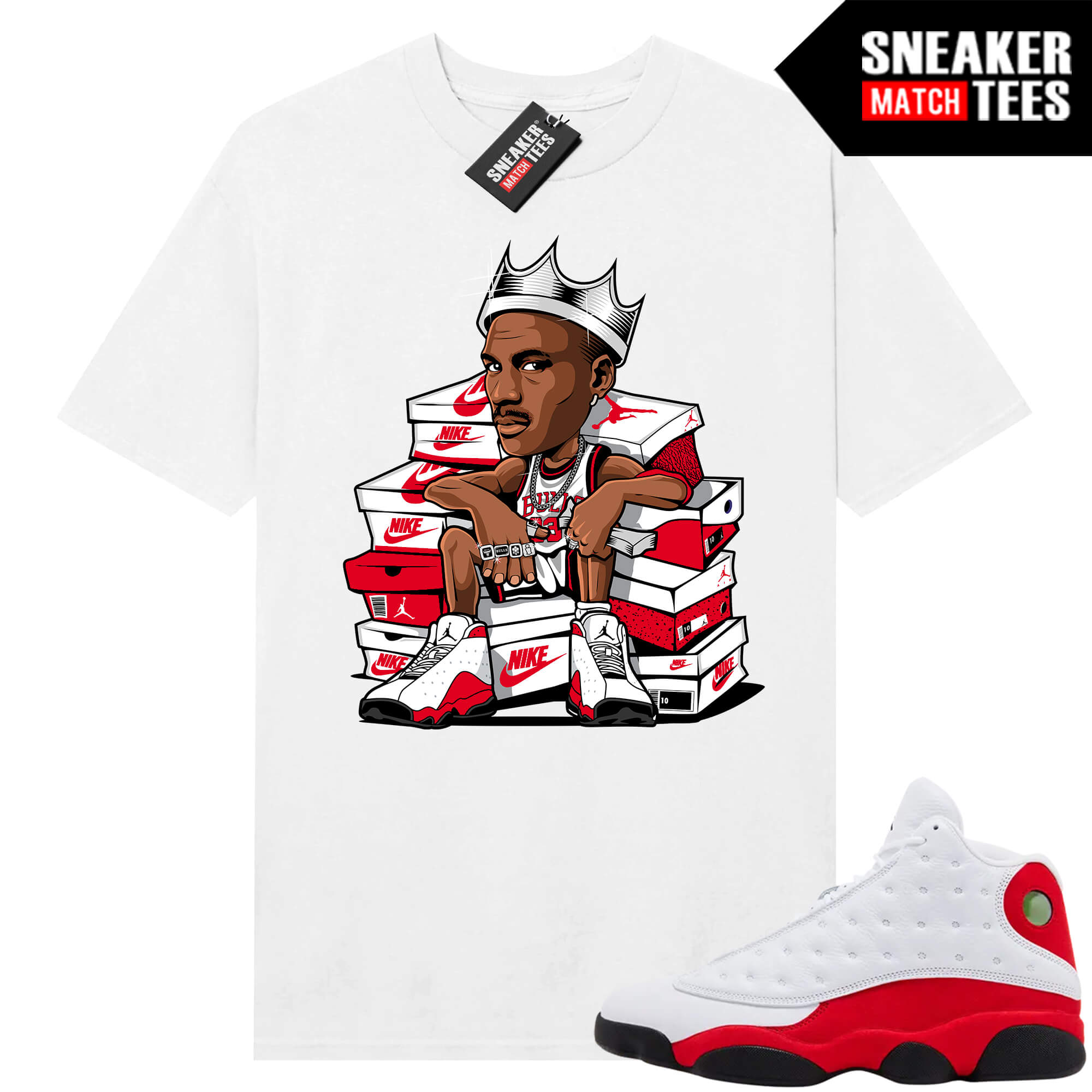 Jordan 13 Chicago Sneaker Match Tees White Sneaker King