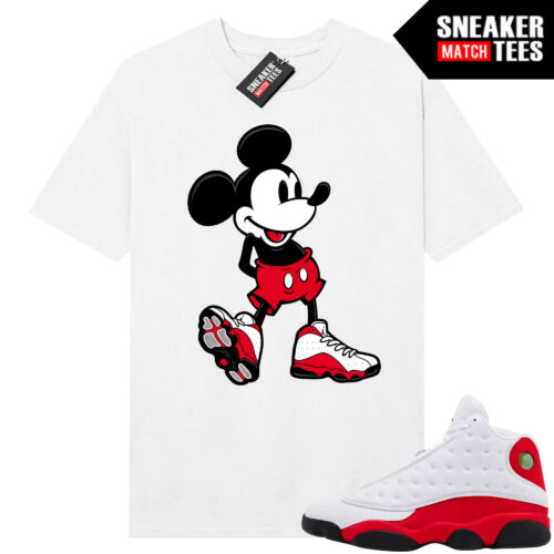 Jordan 13 Chicago Sneaker Match Tees White Sneakerhead Mickey