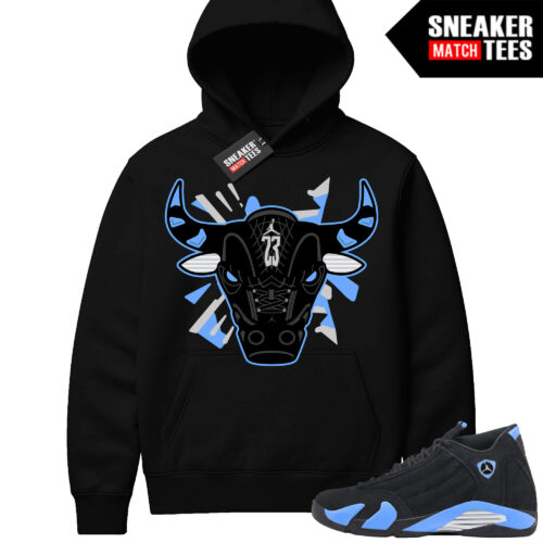 Jordan 14 Black University Blue Sneaker Match Hoodie Black Retro 14 Bull