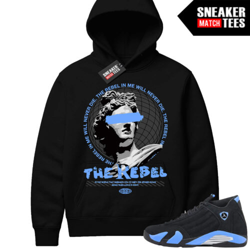 Jordan 14 Black University Blue Sneaker Match Hoodie Black The Rebel In Me