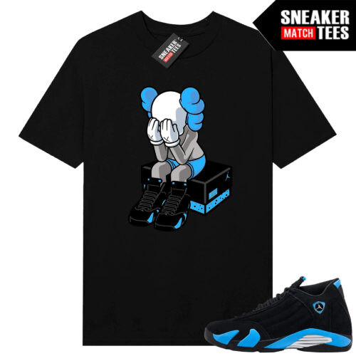 Jordan 14 Black University Blue Sneaker Match Tees Black AJ 14 Toy