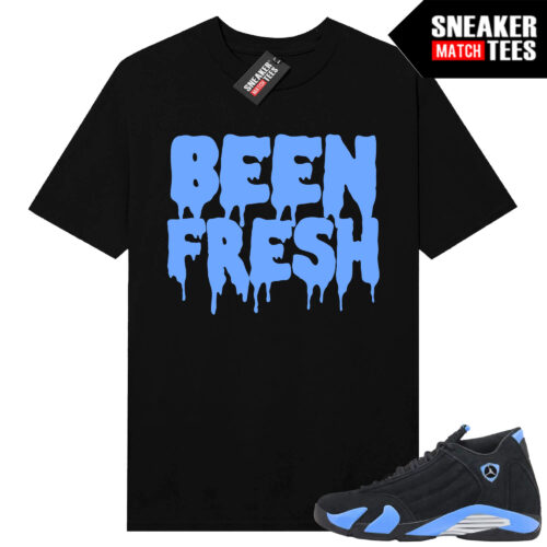 Jordan 14 Black University Blue Sneaker Match Tees Black Been Fresh