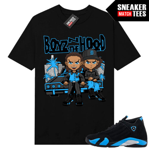 Jordan 14 Black University Blue Sneaker Match Tees Black Boyz N The Hood Boondocks Parody