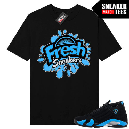 Jordan 14 Black University Blue Sneaker Match Tees Black Fresh Sneakers