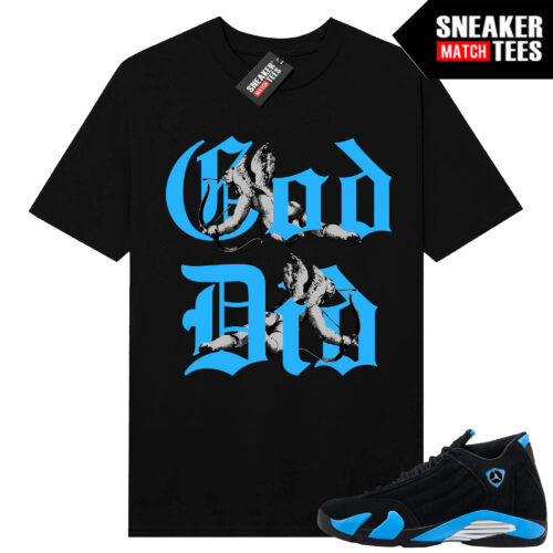 Jordan 14 Black University Blue Sneaker Match Tees Black God Did