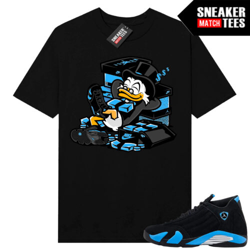 Jordan 14 Black University Blue Sneaker Match Tees Black Got My Bread Up
