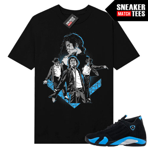 Jordan 14 Black University Blue Sneaker Match Tees Black MJ