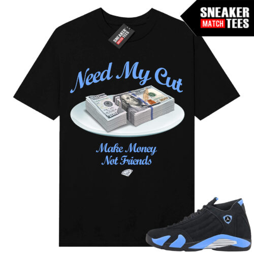 Jordan 14 Black University Blue Sneaker Match Tees Black Need My Cut