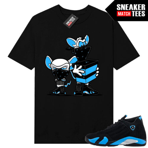 Jordan 14 Black University Blue Sneaker Match Tees Black Sneaker Heist