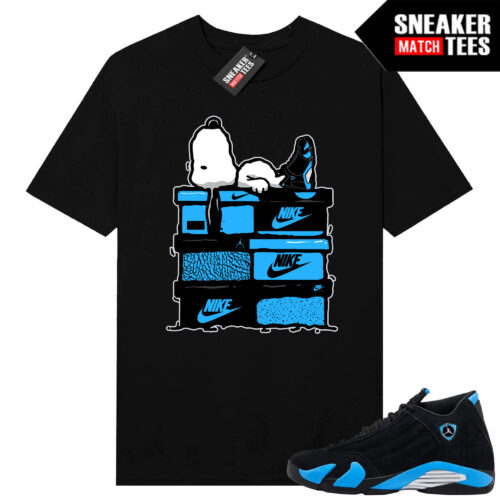 Jordan 14 Black University Blue Sneaker Match Tees Black Sneakerhead Snoopy