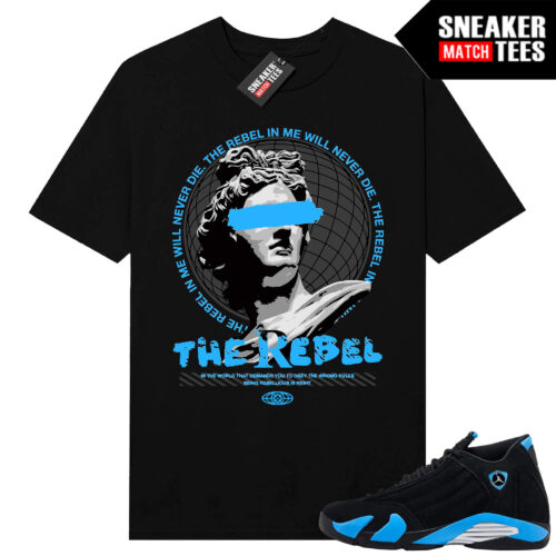 Jordan 14 Black University Blue Sneaker Match Tees Black The Rebel In Me