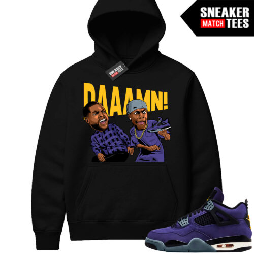 Lakers 4s Sneaker Match Hoodies Black DAAAMN