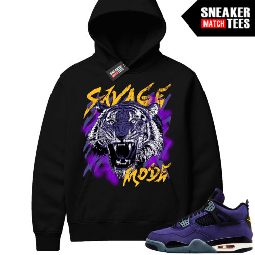 Lakers 4s Sneaker Match Hoodies Black Savage Mode
