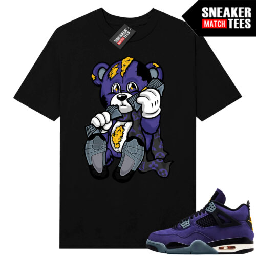 Lakers 4s Sneaker Match Tees Black Designer Bear
