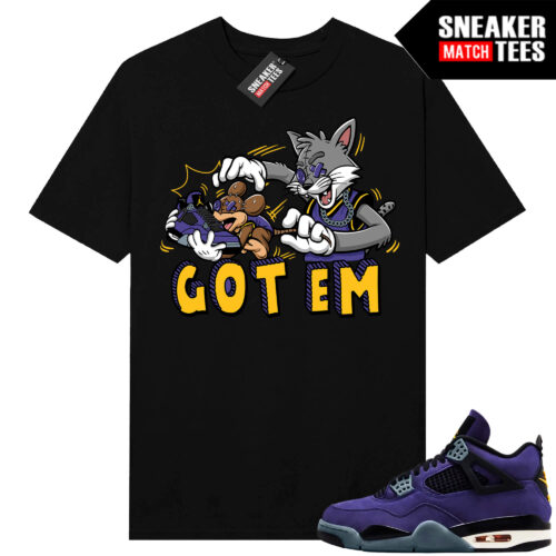 Lakers 4s Sneaker Match Tees Black Got EM
