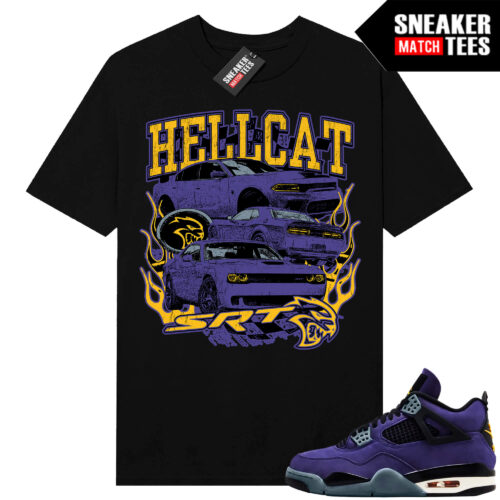 Lakers 4s Sneaker Match Tees Black Hellcat