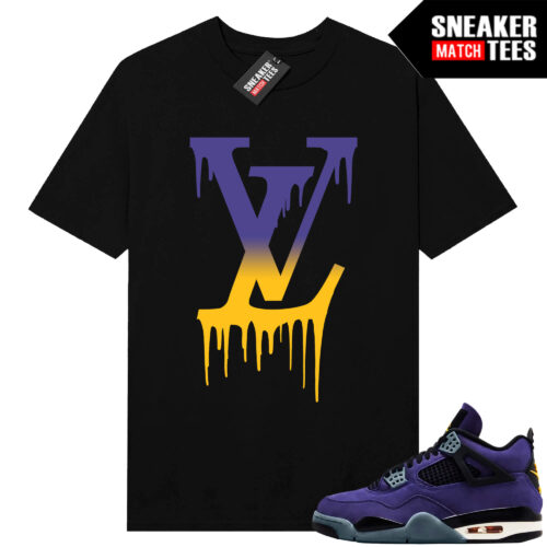 Lakers 4s Sneaker Match Tees Black LV Drip