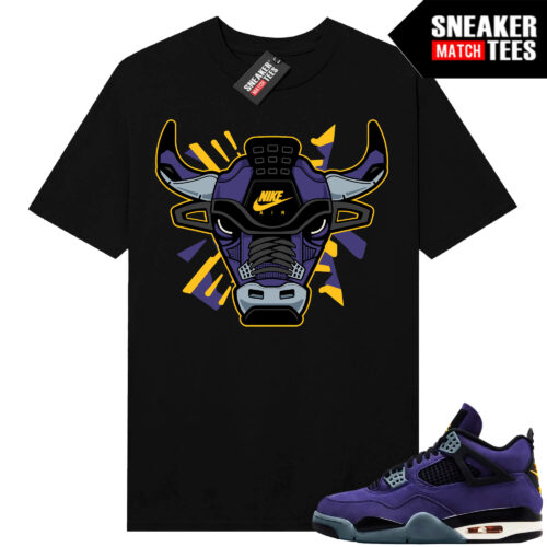 Lakers 4s Sneaker Match Tees Black Retro 4s Bull