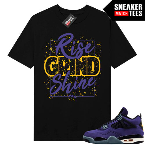 Lakers 4s Sneaker Match Tees Black Rise Grind Shine