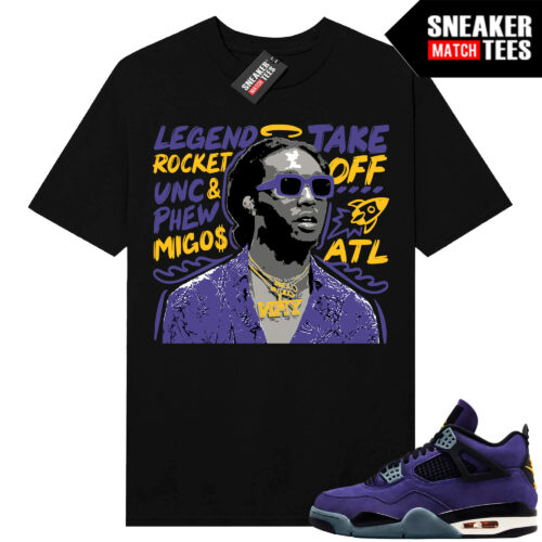 Lakers 4s Sneaker Match Tees Black Takeoff Tribute