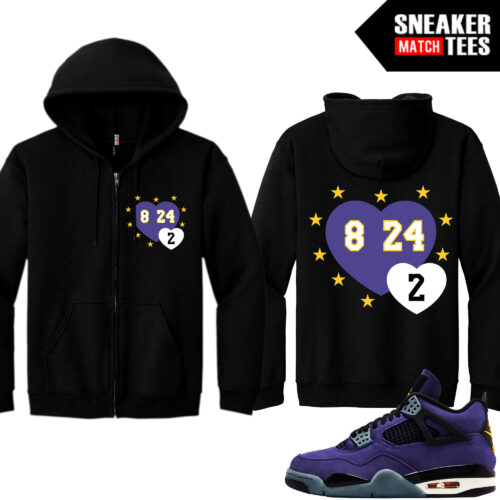 Lakers 4s Sneaker Match Zip Up Hoodies Black 8 24 Hearts