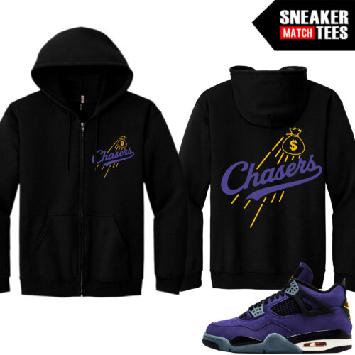 Lakers 4s Sneaker Match Zip Up Hoodies Black Bag Chasers