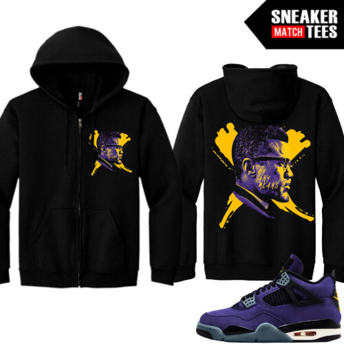 Lakers 4s Sneaker Match Zip Up Hoodies Black By Any Means