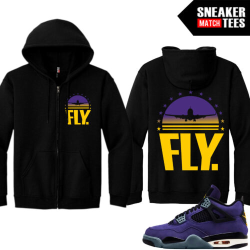 Lakers 4s Sneaker Match Zip Up Hoodies Black FLY