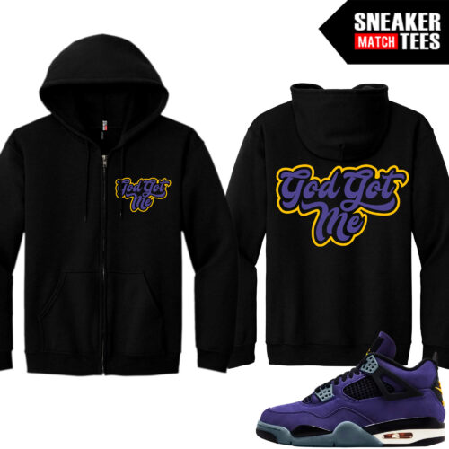 Lakers 4s Sneaker Match Zip Up Hoodies Black God Got Me