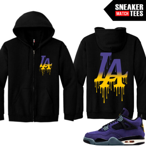 Lakers 4s Sneaker Match Zip Up Hoodies Black LA Drip